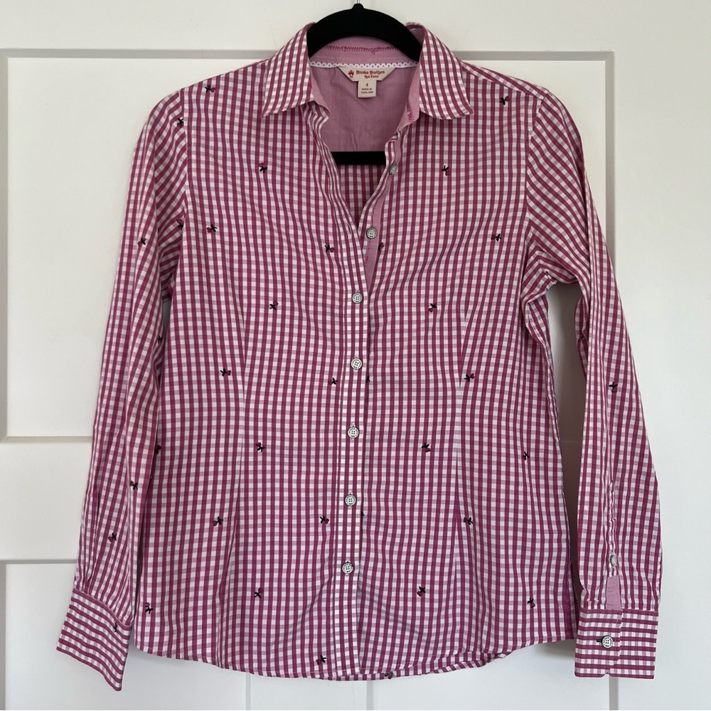 Brooks Brothers Red Embroidered Gingham Button Down